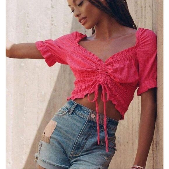 Anthropologie x Pilcro Puff-Sleeved Top Size L - Picture 1 of 9